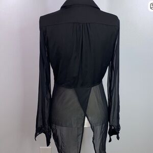 Free People Black Sheer Blouse